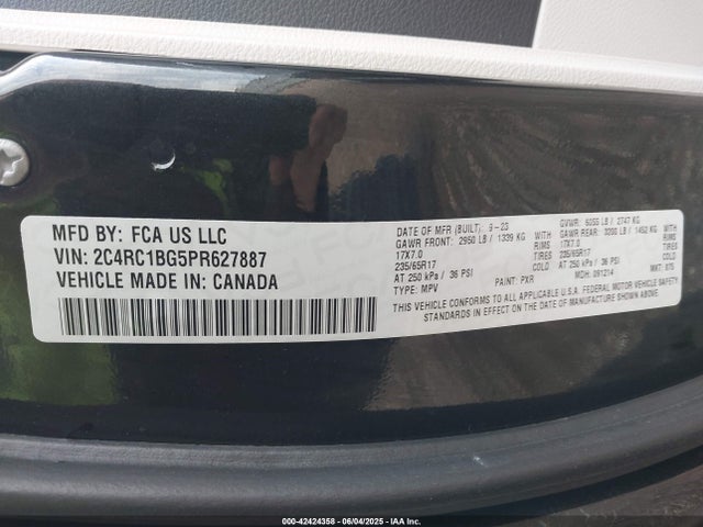 2C4RC1BG5PR627887 Chrysler Pacifica Touring L