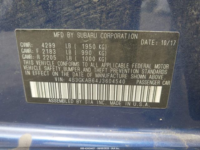 4S3GKAB64J3604540 Subaru Impreza 2.0i Premium
