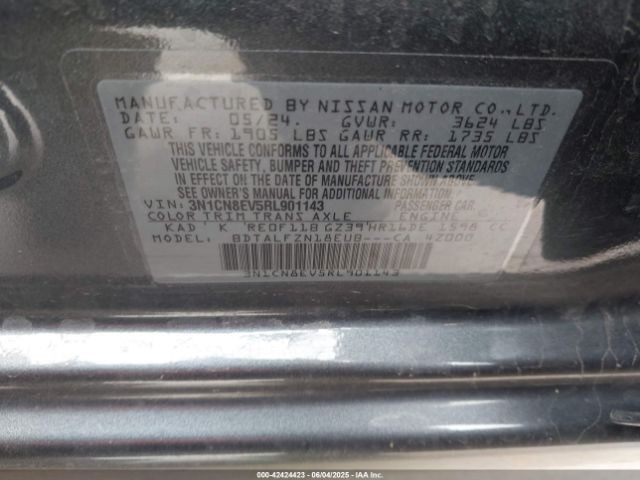 3N1CN8EV5RL901143 Nissan Versa 1.6 Sv