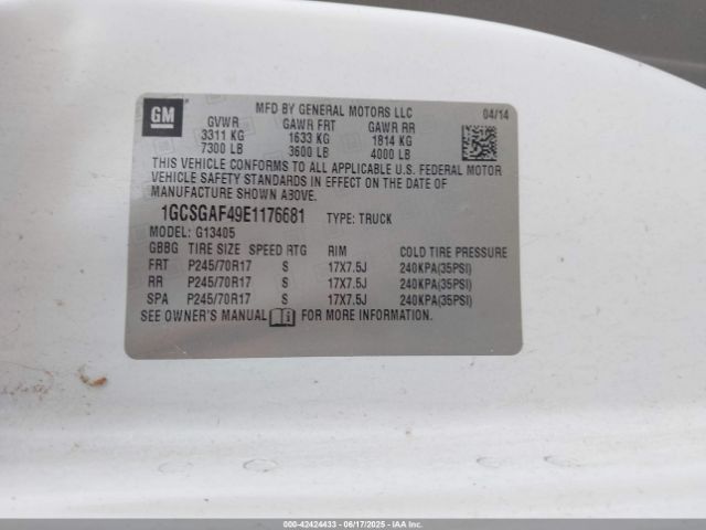 1GCSGAF49E1176681 Chevrolet lmf - flex fuel (gas/alc), high output, iron