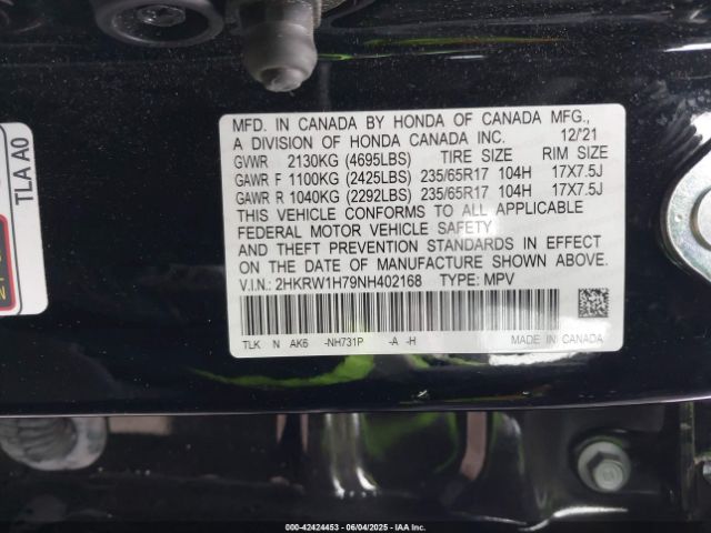 2022 HONDA CR-V 2HKRW1H79NH402168 Photo 8