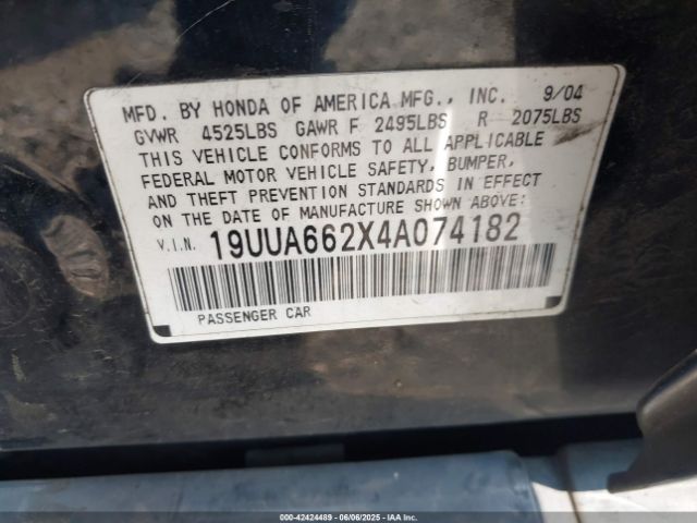 2004 ACURA TL 19UUA662X4A074182 Photo 8