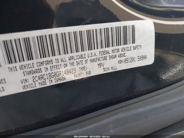 2C4RC1BG0GR148423 Chrysler 2016