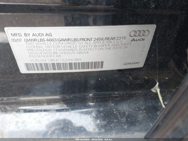 2007 AUDI A4 WAUAF78E67A246385 Photo 8