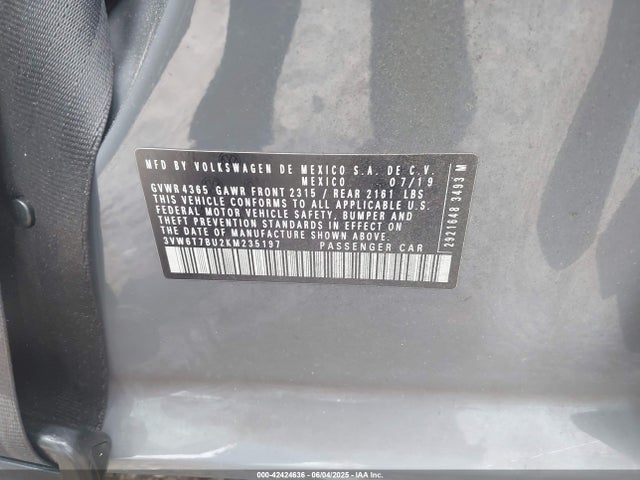 Volkswagen 2.0 tsi 2019 3VW6T7BU2KM235197 Image 9