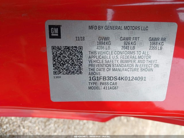1G1FB3DS4K0124091 Chevrolet lgx - direct injection, variable valve timing, alum, gen 2