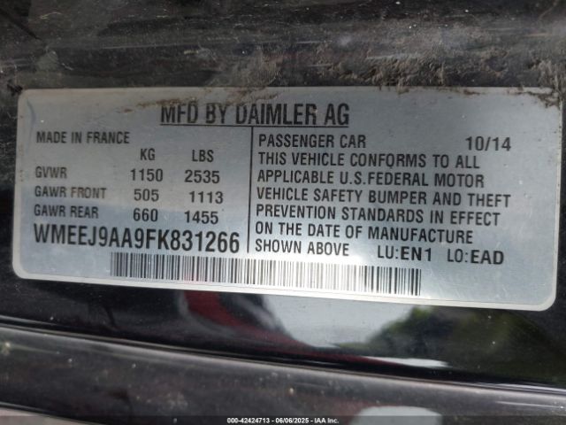 WMEEJ9AA9FK831266 Smart Fortwo Electric Drive Passion