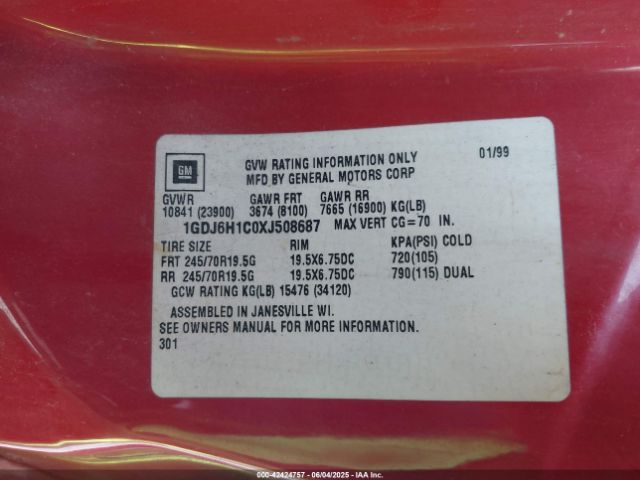 1999 GMC C-SERIES 1GDJ6H1C0XJ508687 Photo 8
