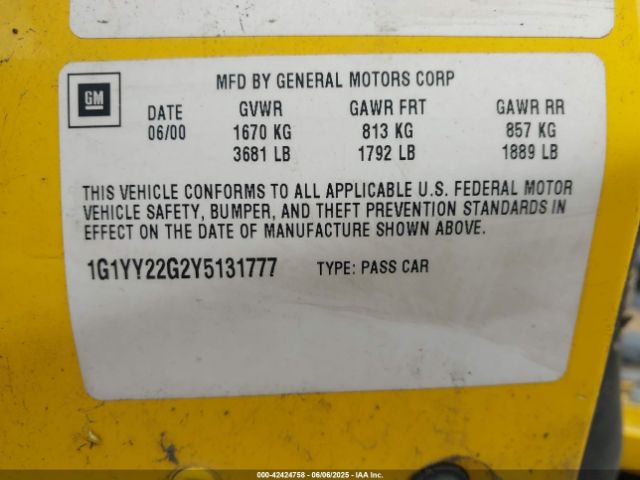 2000 CHEVROLET CORVETTE 1G1YY22G2Y5131777 Photo 8
