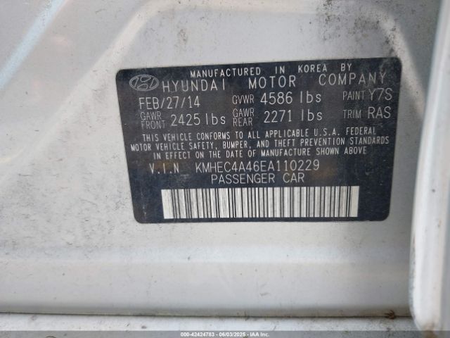 KMHEC4A46EA110229 Hyundai SONATA HYBRID