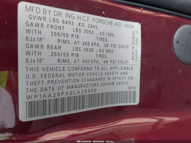 2006 PORSCHE CAYENNE WP1AA29PX6LA26558 Photo 8