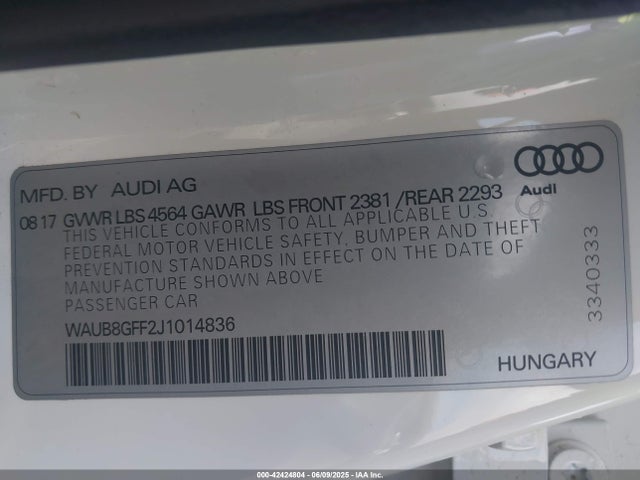 2018 AUDI A3 WAUB8GFF2J1014836 Photo 8