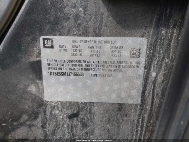 1G1BE5SM1J7166536 Chevrolet Cruze Lt Auto