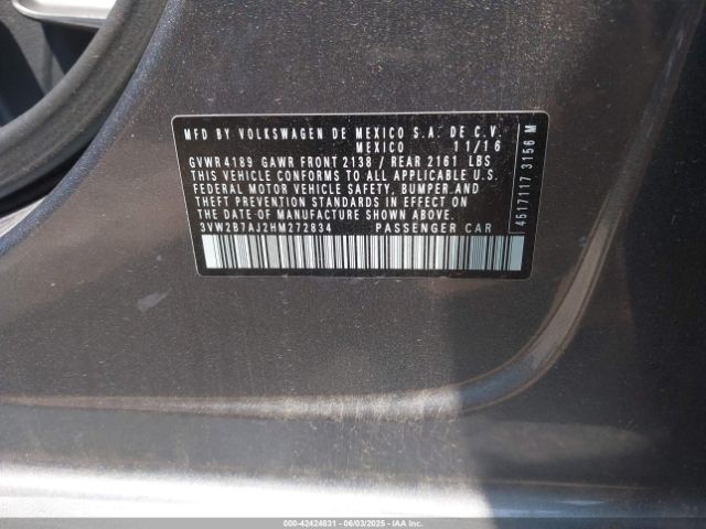 3VW2B7AJ2HM272834 Volkswagen Jetta 1.4t S