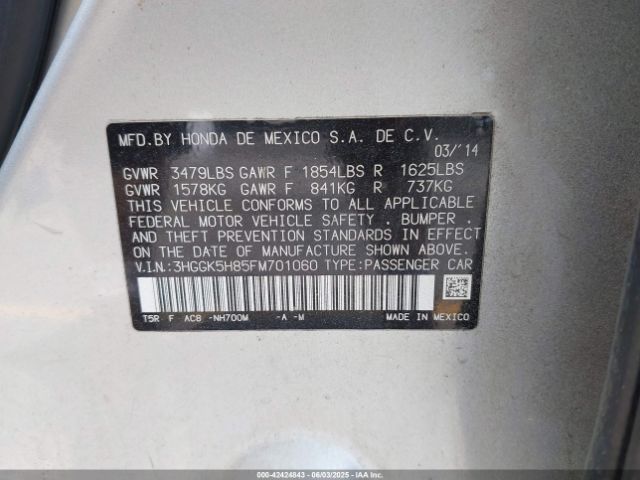 3HGGK5H85FM701060 Honda Fit Ex/ex-l