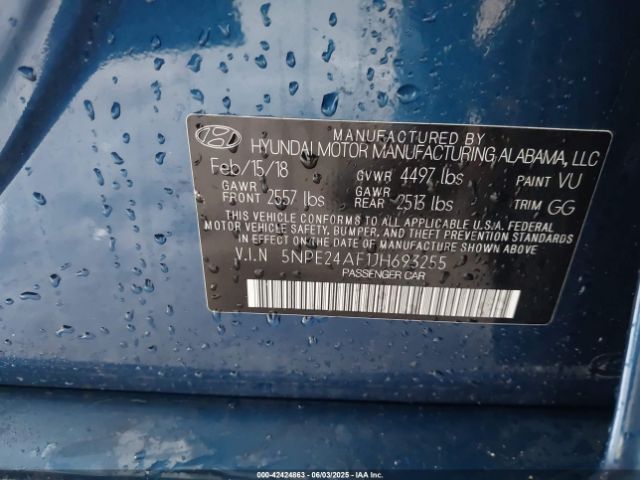 2018 HYUNDAI SONATA 5NPE24AF1JH693255 Photo 8