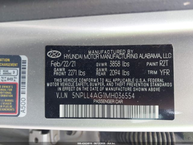 2021 HYUNDAI ELANTRA 5NPLL4AG1MH036554 Photo 8