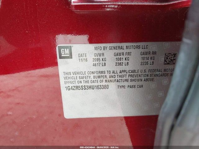 1G4ZR5SS3HU163380 Buick lgx -di: direct injection - vvt: variable valve timing - alum - gen 2