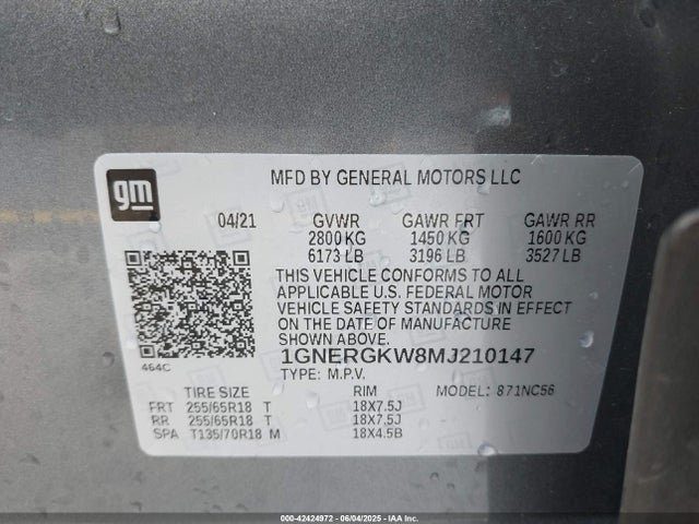 1GNERGKW8MJ210147 Chevrolet lfy