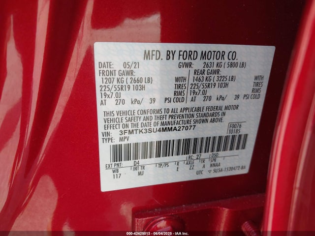 Ford Mustang Mach-E 2021 3FMTK3SU4MMA27077 Image 9