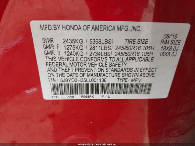 2020 ACURA MDX 5J8YD3H35LL001138 Photo 8