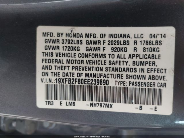 19XFB2F80EE239690 Honda CIVIC EX