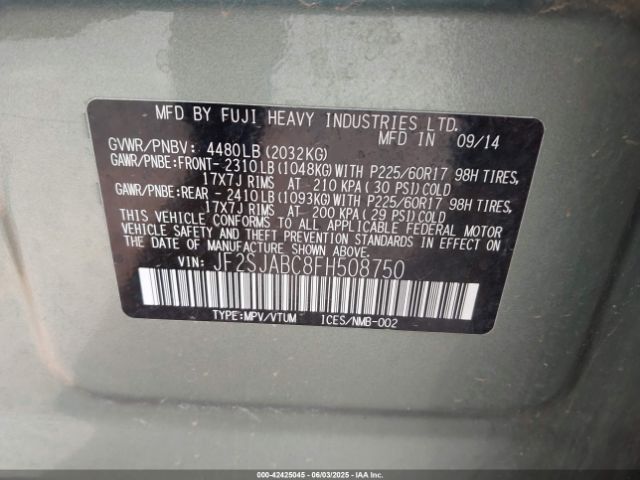 JF2SJABC8FH508750 Subaru Forester 2.5i