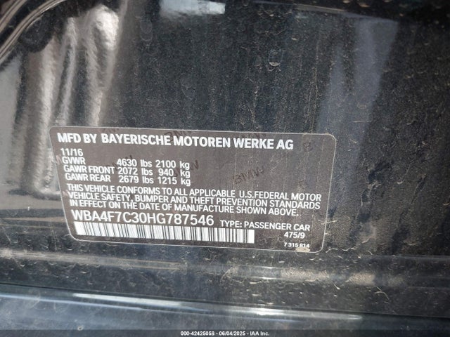 WBA4F7C30HG787546 BMW 2017