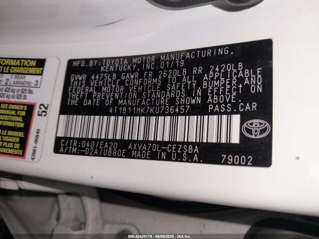4T1B11HK7KU736457 Toyota a25a-fks