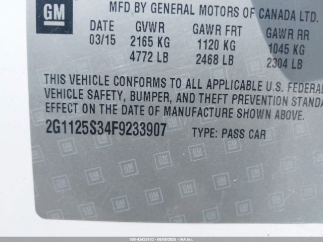 2015 CHEVROLET IMPALA 2G1125S34F9233907 Photo 8