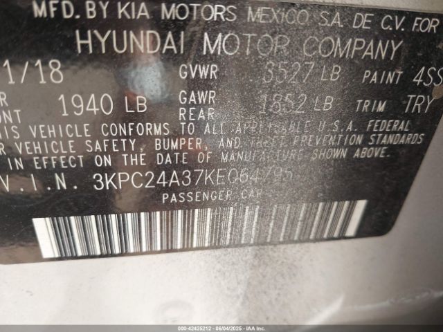 3KPC24A37KE064795 Hyundai ACCENT SE