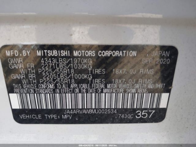 2021 MITSUBISHI OUTLANDER SPORT JA4ARVAW8MU002534 Photo 8