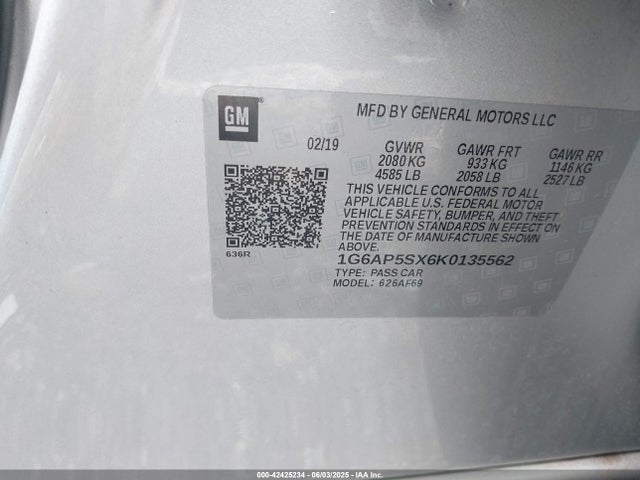 2019 CADILLAC CTS 1G6AP5SX6K0135562 Photo 8