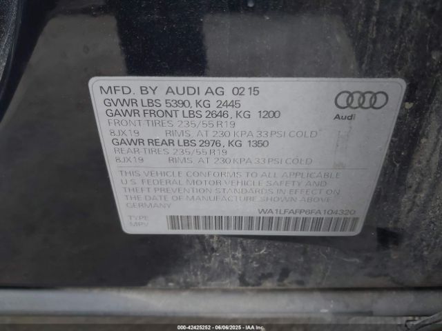 2015 AUDI Q5 WA1LFAFP6FA104320 Photo 8