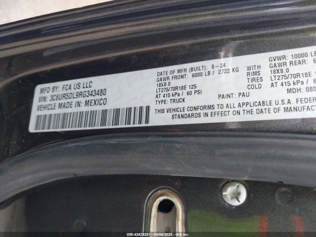 3C6UR5DL9RG343480 RAM 2500 Big Horn  4x4 6'4 Box