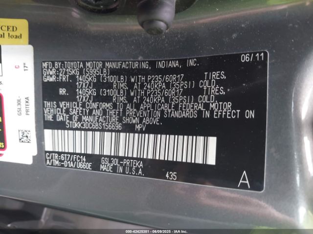 2011 TOYOTA SIENNA 5TDKK3DC6BS156696 Photo 8