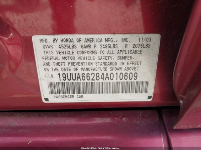 2004 ACURA TL 19UUA66284A010609 Photo 8