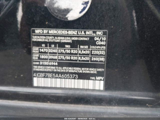 2010 MERCEDES-BENZ GL 450 4JGBF7BE5AA605373 Photo 8
