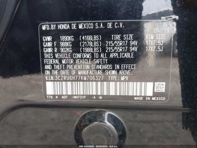 3CZRU6H77KM706327 Honda r18z9