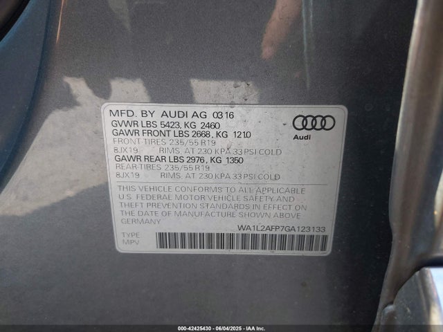 2016 AUDI Q5 WA1L2AFP7GA123133 Photo 8