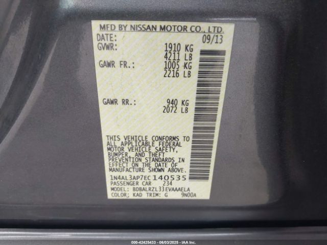 1N4AL3AP7EC140535 Nissan Altima 2.5 S
