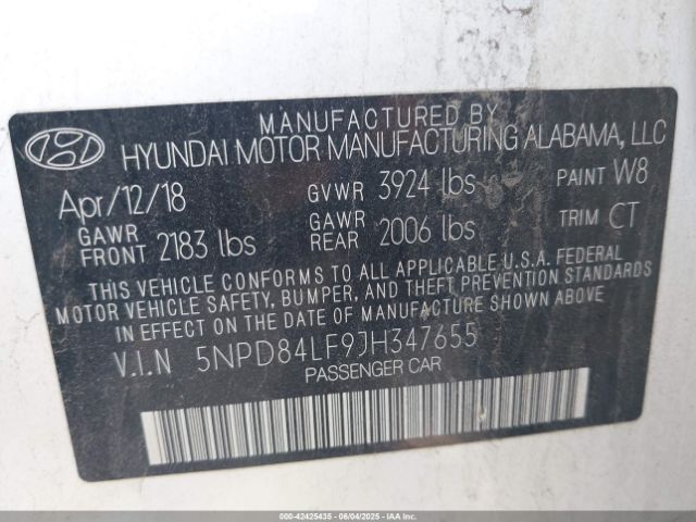 2018 HYUNDAI ELANTRA 5NPD84LF9JH347655 Photo 8