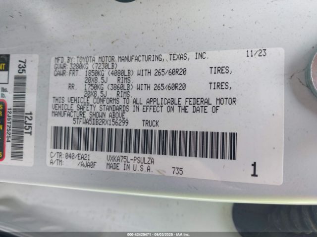 5TFWA5DB2RX156299 Toyota Tundra Limited 4wd