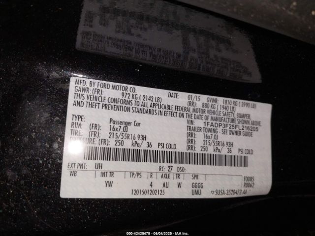 2015 FORD FOCUS 1FADP3F25FL216205 Photo 8