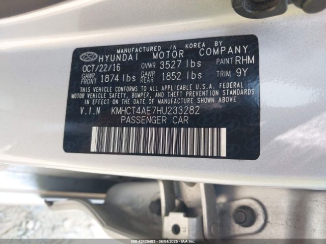 KMHCT4AE7HU233282 Hyundai ACCENT SE