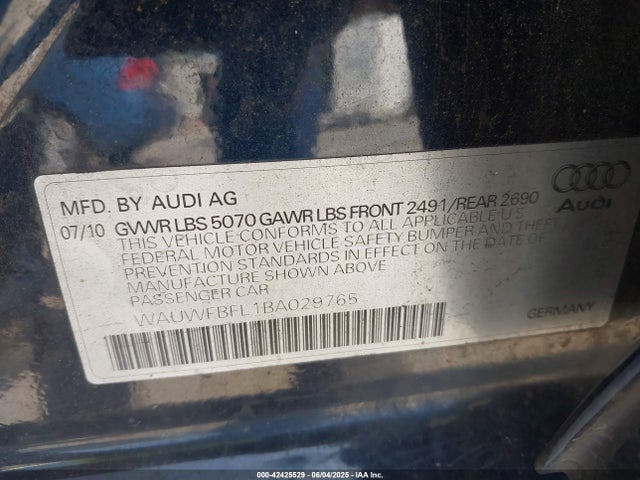 2011 AUDI A4 WAUWFBFL1BA029765 Photo 8