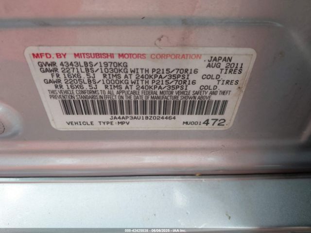 2011 MITSUBISHI OUTLANDER SPORT JA4AP3AU1BZ024464 Photo 8