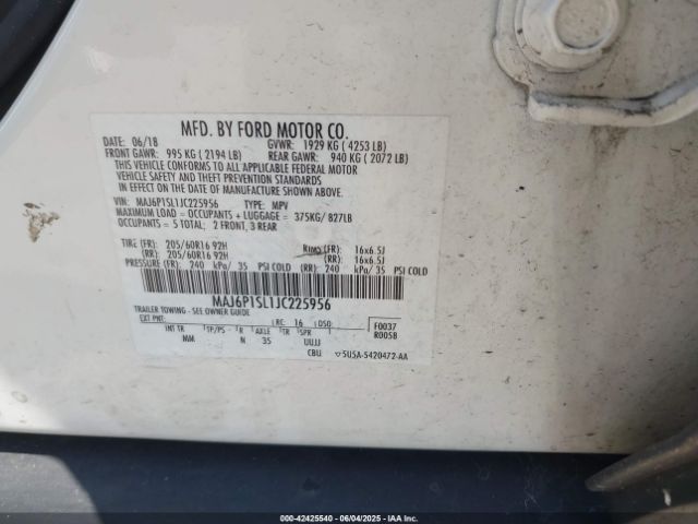 2018 FORD ECOSPORT MAJ6P1SL1JC225956 Photo 8