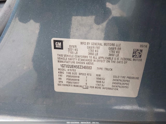 GMC lv3 - vvt, aluminum, e85 max 2014 1GTV2UEH5EZ346683 Image 9