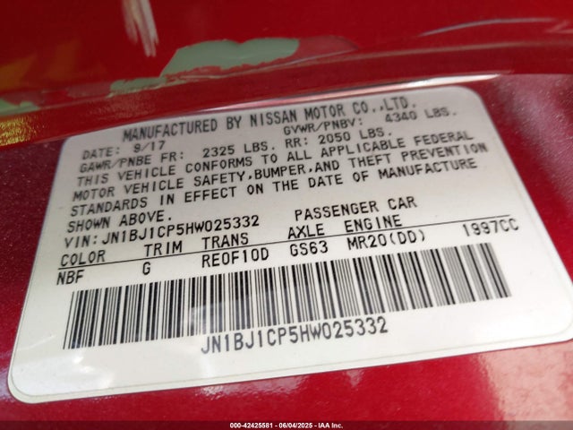 JN1BJ1CP5HW025332 Nissan ROGUE SPORT